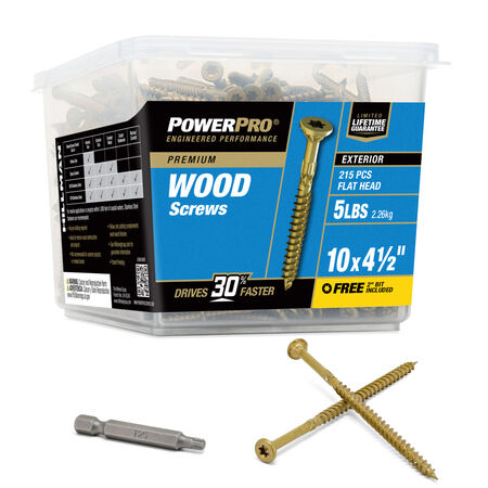 Power Pro Premium Exterior Wood Screws (#10 x 4-1/2 in.) - 215 pc