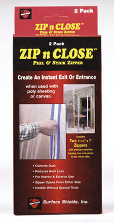 Surface Shields Zip N Close Peel and Stick Zipper 1.5 in. W x 7 ft. L Poly