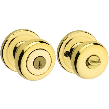 Kwikset SmartKey Juno Polished Brass Entry Door Knob KW1 1-3/4 in.