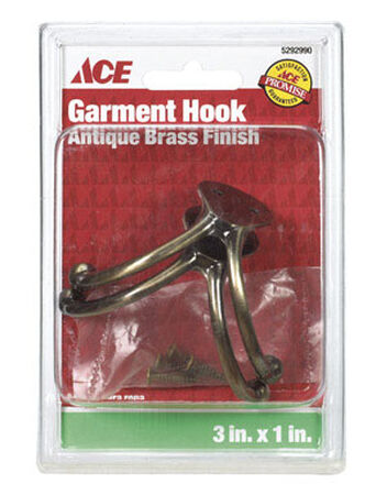 Ace Small Double Garment Hook 1-3/4 in. L Brass 2 pk