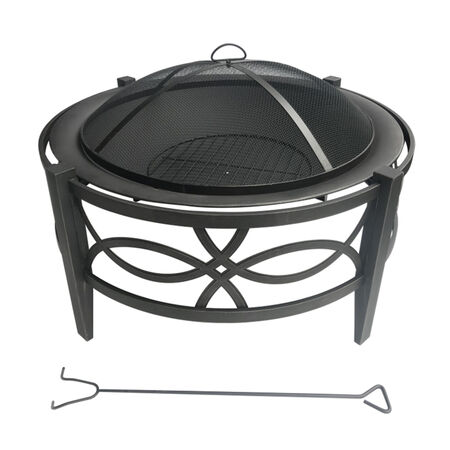 Living Accents 35 in. W Steel Round Wood Fire Pit