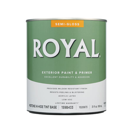 Royal Semi-Gloss Tint Base Mid-Tone Base Paint + Primer Exterior 1 qt