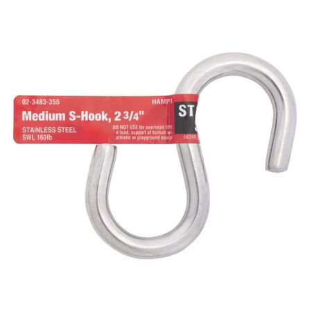 Hampton Medium Steel 2.75 in. L S-Hook 160 lb 1 pk