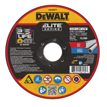 DeWalt Elite Series 4-1/2 in. D X 7/8 in. X 0.045 in. thick Ceramic Cutting Wheel 1 pk