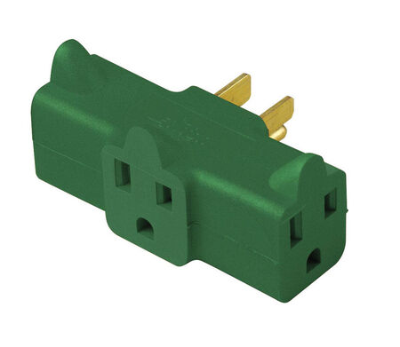 Ace Grounded Triple Grounding Adapter Green 15 amps 125 volts 1 pk