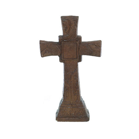 Statue Ancient Brown Cross 22"H