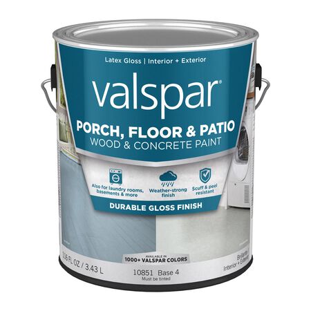 Valspar Porch, Floor & Patio Wood & Concrete Paint Gloss Clear Base 4 Floor and Patio Coating 1 gal