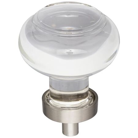 1-3/4" Diameter Glass Button Cabinet Knob Satin Nickel
