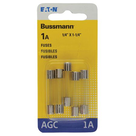 Bussmann 1 amps AGC Clear Glass Tube Fuse 5 pk