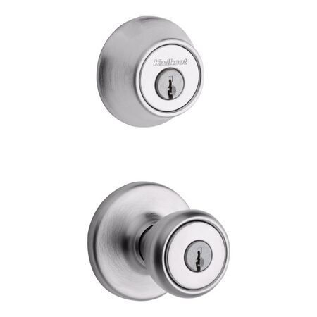 Kwikset Tylo Satin Chrome Deadbolt and Entry Door Knob 1-3/4 in.