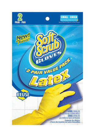 Soft Scrub Latex Cleaning Gloves S Yellow 2 pair