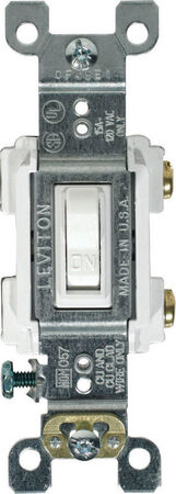 Leviton 15 amps Single Pole Toggle AC Quiet Switch White 1 pk