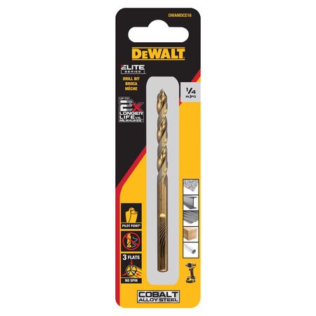 DeWalt 1/4 in. X 4 in. L Cobalt Steel Pilot Point Drill Bit Round Shank 1 pc