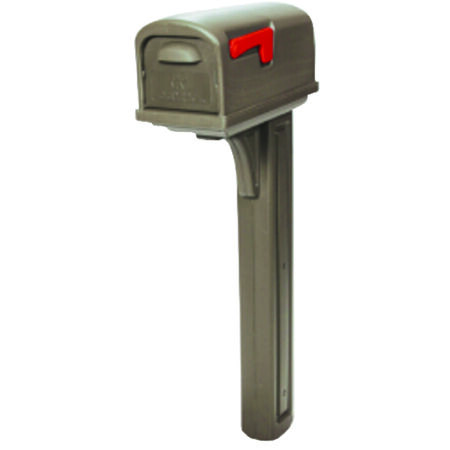 Gibraltar Mailboxes Classic Plastic Post Mount Mocha Double Door Mailbox