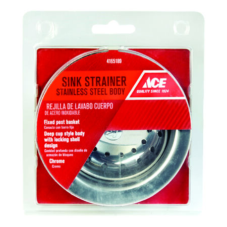Ace 4-1/2 in. D Chrome Stainless Steel Sink Strainer