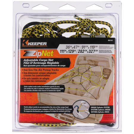 Keeper Black/Yellow Adjustable Cargo Net 47 in. L X 0.14 in. 1 pk