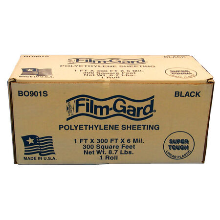Berry Plastics Film-Gard Plastic Sheeting 6 Mil x 1in. W x 300' L Polyethylene Black