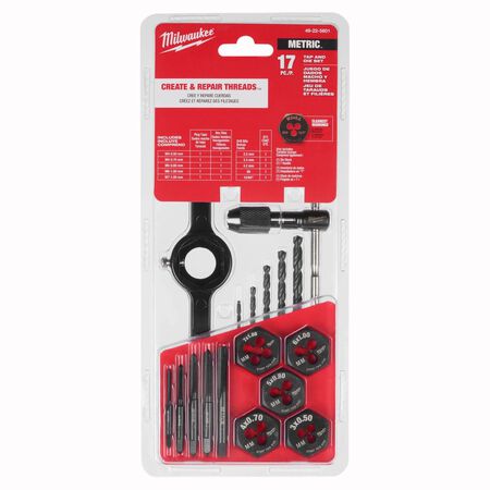 Milwaukee 17 Pieces Metric Tap and Die Set