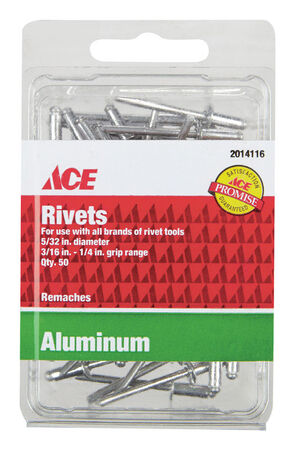 Ace 1/6 in. Dia. x 1/4 in. Aluminum Rivets 50 pk