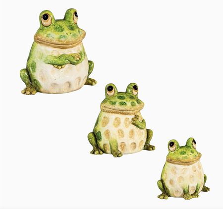 Evergreen Ceramic Frog Family Statue, Set of 3, 7 in. H