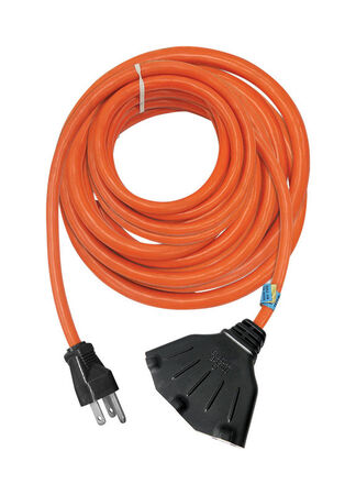 Ace Indoor or Outdoor 100 ft. L Orange Triple Outlet Cord 12/3 STW