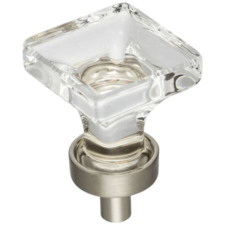 1-3/8" Overall Length Glass Square Cabinet Knob Polished Chrome