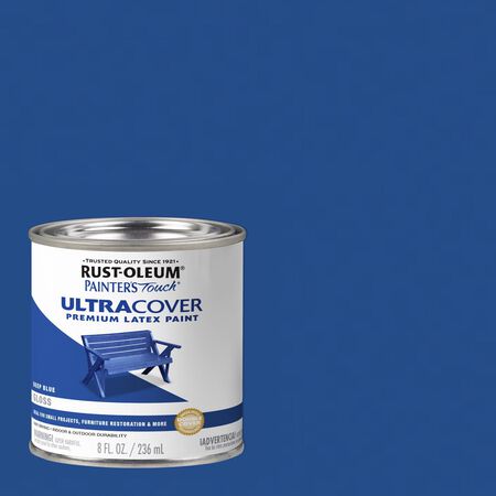 Rust-Oleum Painters Touch Gloss Deep Blue Water-Based Protective Enamel Exterior and Interior 8 oz