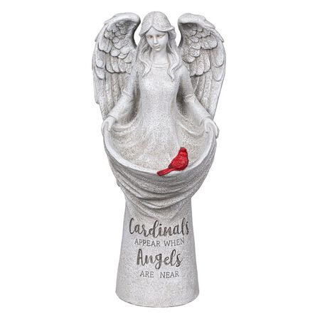 Memorial Bird Feeder, Resin Cardinal Angel, 16.5 in. height