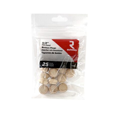 Richelieu Round Birch Button Plug 1/2 in. D X.63 in. L 25 pk Natural