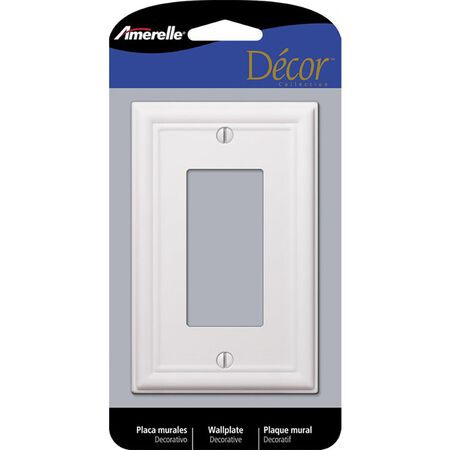 Amerelle Chelsea White 1 gang Stamped Steel Decorator Wall Plate 1 Pack
