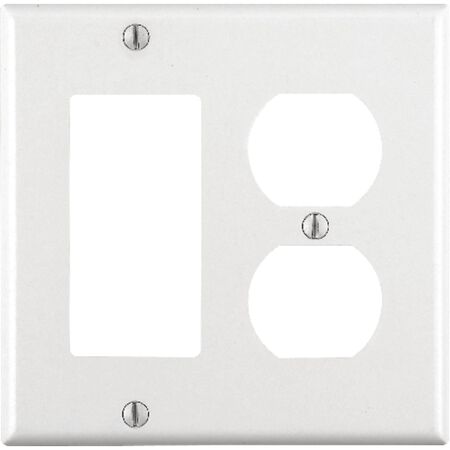 Leviton White 2 gang Thermoset Plastic Decorator/Duplex Wall Plate 1 pk