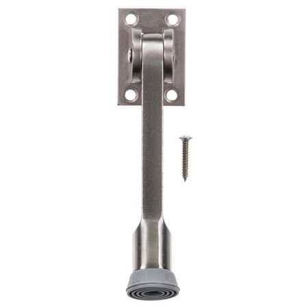 Ace 5 in. W Metal Satin Nickel Gray Kick-Down Door Holder Mounts to door 7/64 in.