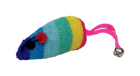 Scruffys Multicolored Rainbow Mouse Fleece Catnip Toy Large 1 pk