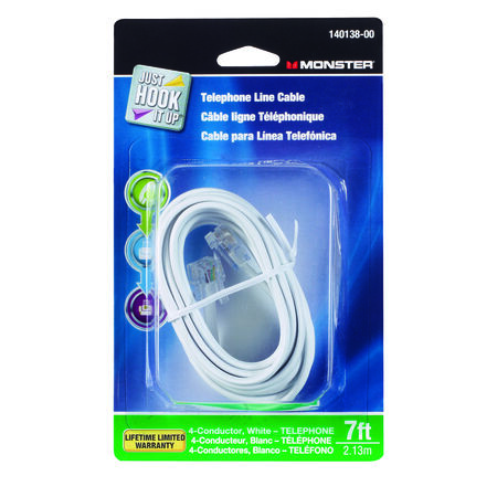 Monster Just Hook It Up 7 ft. L White Modular Telephone Line Cable