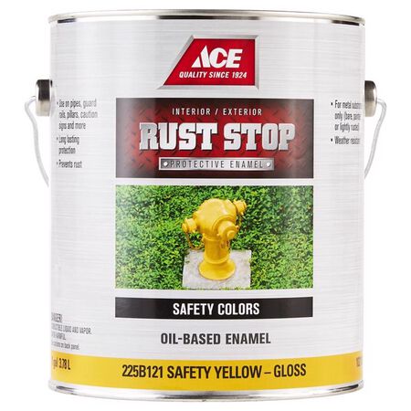 Ace Rust Stop Indoor/Outdoor Gloss Safety Yellow Oil-Based Enamel Rust Preventative Paint 1 gal