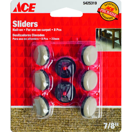 Ace White 7/8 in. Nail-On Plastic Sliders 8 pk