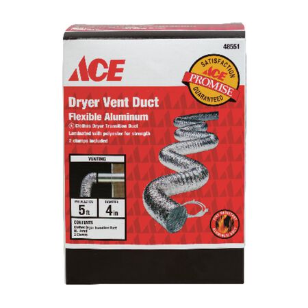 Ace 60 in. L X 4 in. D Silver Aluminum Dryer Vent Duct