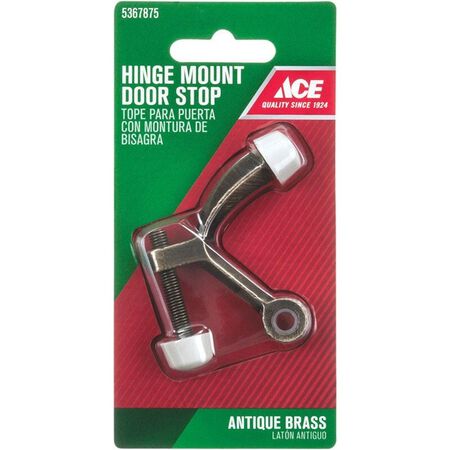 Ace 1.6 In. H X 2-5/8 In. W Metal Antique Gold Hinge Pin Door Stop Mounts To Door And Wall