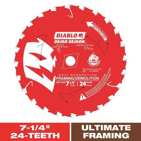 Diablo Demo Demon 7-1/4 in. D X 5/8 in. TiCo Hi-Density Carbide Circular Saw Blade 24 teeth 1 pk