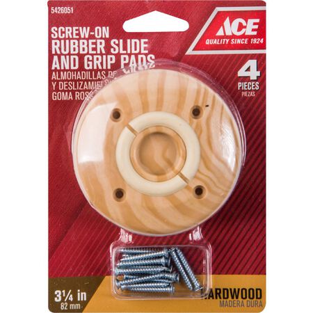 Ace Rubber Round Slide and Grip Dual Function Pad Brown 3-1/4 in. W 4 pk
