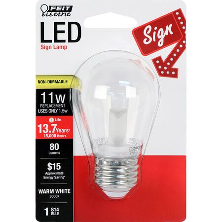FEIT Electric S14 E26 (Medium) LED Bulb Warm White 11 Watt Equivalence 1 pk