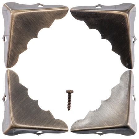 Ace Antique Brass Decorative Corner 0.6 in. 1-1/4 in. 4 pk