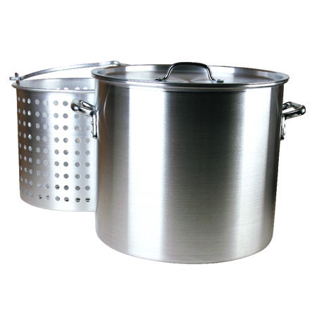 Fleur De Lis Aluminum Grill Stockpot with Basket 160 qt 3 pc