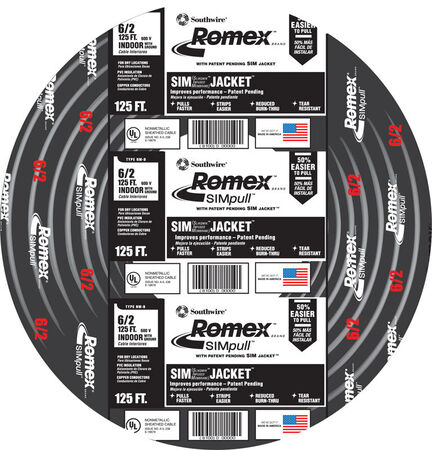 Southwire 125 ft. 6/2 Stranded Romex Type NM-B WG Non-Metallic Wire