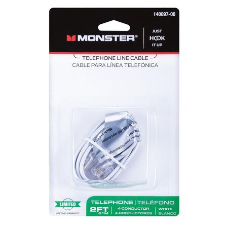 Monster Just Hook It Up 2 ft. L White Modular Telephone Line Cable