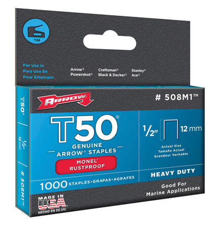 Arrow T50 Wide Heavy Duty Staples Gray 1/2 in. L