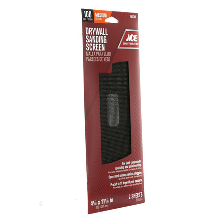 Ace 11-1/4 in. L X 4-1/4 in. W 100 Grit Silicon Carbide Drywall Sanding Screen 2 pk