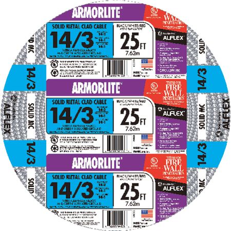 Southwire Armorlite 25 ft. 14/3 Solid Aluminum Armored MC Cable