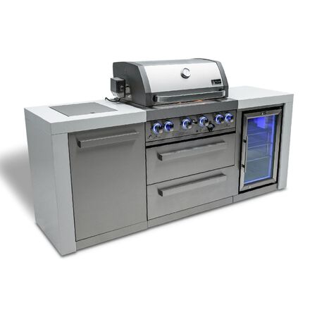 Mont Alpi 4-Burner Deluxe island with a fridge cabinet