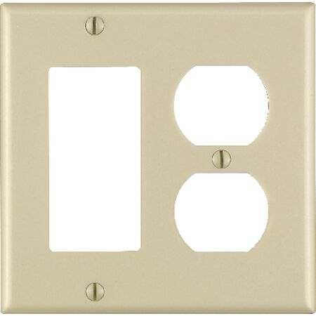 Leviton Ivory 2 gang Plastic Decorator/Duplex Wall Plate 1 pk